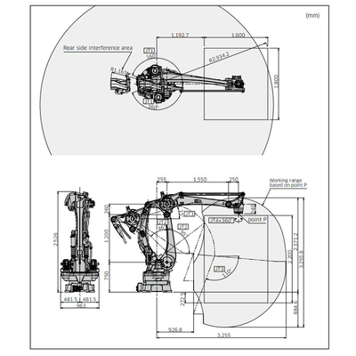 グリッパーが付いている川崎のロボットCP180 6軸線のロボット腕180KGのペイロード3255mmの範囲の一突きの場所