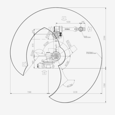 グリッパーによって溶接する工業用ロボットの腕HH050を詰めている6軸線ヒュンダイ