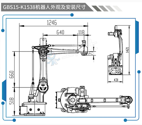 GBS15-K1538 Palletizerの中国のロボット腕1538mmの範囲
