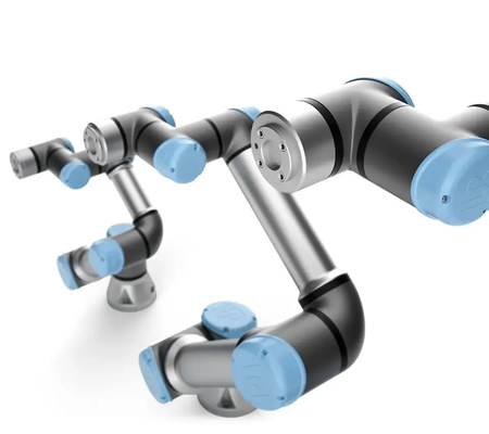 SMCのパレットで運搬する処理のための電気グリッパー3指のタイプLEHSの共同のロボットが付いているUR UR10 Cobotのロボット