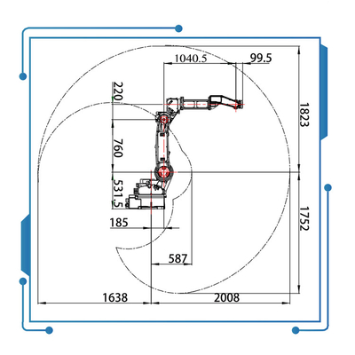 Megmeet CM350の溶接機が付いている陶磁器GBSのアーク溶接のロボットGBS6-C2080 6軸線のロボット ロボット腕