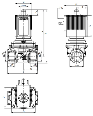 2/2 動作するバーケート ブラス ソレノイド バルブ 6281 24DVC 高温耐性 2/2-Way 弁