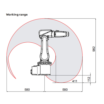 ABB IRB120 6軸ロボットアームとペイロード3kg 580mmを拾って置くためのハンドリングロボット