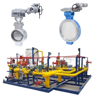 圧力/流量制御 スキッド サムソン LTR 43 バターフライバルとAuma電気アクチュエーターと歯箱