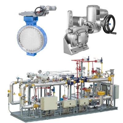 圧力/流量制御 スキッド サムソン LTR 43 バターフライバルとAuma電気アクチュエーターと歯箱