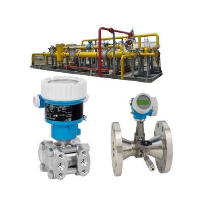 エンドレスハウザー Proline Prowirl R 200 渦流量計とDeltabar PMD55B 圧力トランスミッタを備えた流量制御バルブアセンブリ。