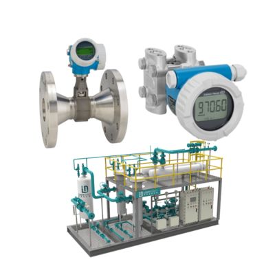 エンドレスハウザー Proline Prowirl R 200 渦流量計とDeltabar PMD55B 圧力トランスミッタを備えた流量制御バルブアセンブリ。