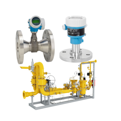 Endress+Hauser Proline Prowirl R 200流量計とDeltabar PMC51B圧力トランスミッタを搭載した天然ガスバルブスキッド。