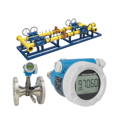 Endress+Hauser Proline Prowirl R 200流量計とDeltabar PMC51B圧力トランスミッタを搭載した天然ガスバルブスキッド。