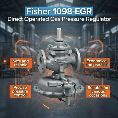 高流量容量と調整可能な出口圧力を持つフィッシャー 1098-EGR パイロット操作ガス圧力調整器