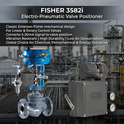 F-isher 3582i メカニカル・エレクトロ・プレウマティック・バルブ・ポジショナー OEM シングル・アクション・コントロール・バルブ