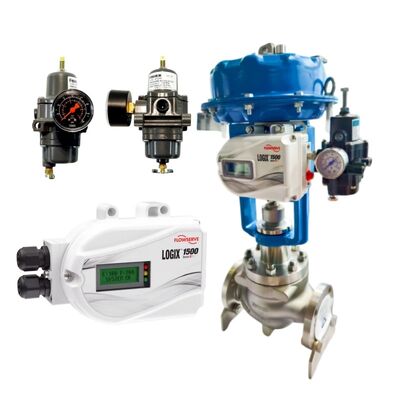 Flowserve Logix 1500 HART 7 通信 IP66 NEMA 4X 保護と 4 〜 20 mA DC 入力信号付きデジタルバルブポジショナー