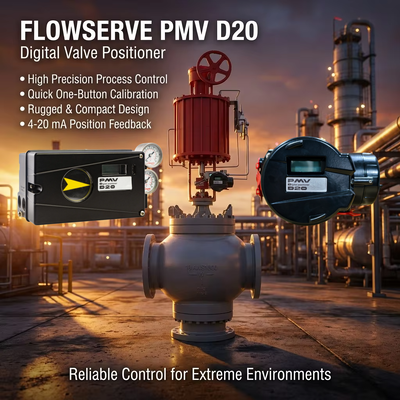 Flowserve PMV D20 デジタル バルブ ポジショナ、HART 通信 IP66/NEMA 4X エンクロージャおよび 4 ～ 20 mA DC 入力付き