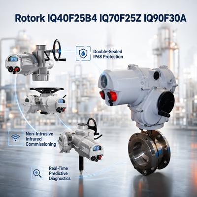 新品 Rotork IQ40F25B4 IQ70F25Z IQ90F30A 新型インテリジェント多回転電動バルブアクチュエータ、1000-2000Nm、IP68 非侵襲