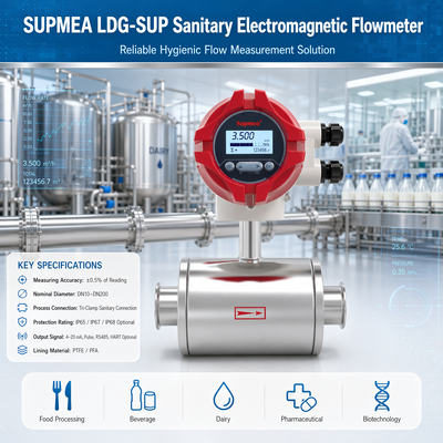 Supmea LDG-SUP LDG-SUP-A100 衛生用電磁流量計 医薬品プロセス 用導電性液体流量計