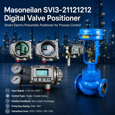 Masoneilan SVI3-21121212 Advanced Diagnostics IP66 Single Acting LCD Display 4-20 mA HART 7 Valve Positioner