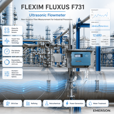 FLEXIM FLUXUS F731 非侵襲的な高精度超音波流量計 双チャネル操作
