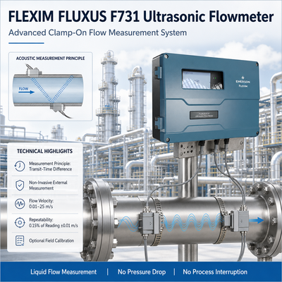 FLEXIM FLUXUS F731 クランプオン超音波流量計、非侵襲的流量測定と広範な配管サイズに対応する双方向測定機能