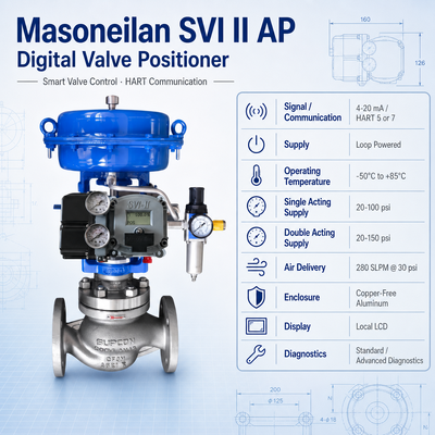 ストック マソネイラン コントロールバルブ ポジショナー SVI2 HART SVI II AP 高性能デジタルバルブポジショナー