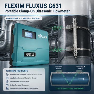 Flexim FLUXUS G631 BA ST EE ポータブルクランプオン超音波流量計 ガス・液体・蒸気流量計