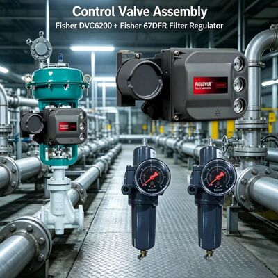 Fi sher DVC6200 Digital Valve Controller with 67DFR Filter Regulator for Precise Pneumatic Control