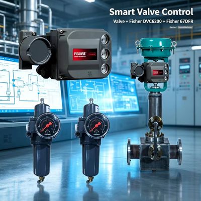 Fi sher DVC6200 Digital Valve Controller with 67DFR Filter Regulator for Precise Pneumatic Control