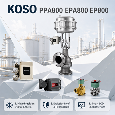 KOSO OEM 電気気圧型スマートバルブポジショナー PPA800 EPA800 EP800 4 20mA IP66 オイルガスシングルダブルアクション