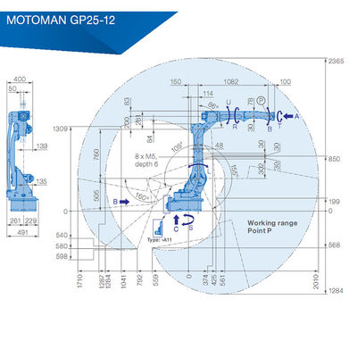 Yaskawa GP25-12 12kgのペイロード2010mm 6つの軸線のロボット腕