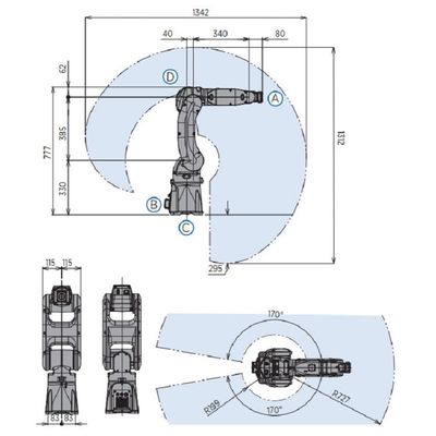 物質的な渡すペイロード7kgのためのGP7 6軸線のロボット腕は927mmの速く、正確で物質的な渡すロボットに達する