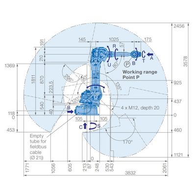 6物質的な渡すことのための軸線のロボット腕GP50のペイロード50kgの範囲2061mm