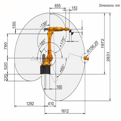 KR16 R1610-2のペイロード20Kgの範囲1612mmの溶接ロボットの腕