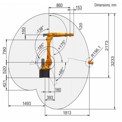 KR 20のR1810-2ペイロード23.9kgは1813mmのロボティック溶接に達する