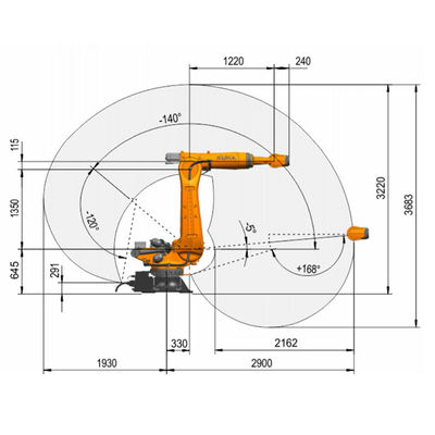KR 240のR2900-2ペイロード313kgは2900mmに6つの軸線のスポット溶接のロボット達する