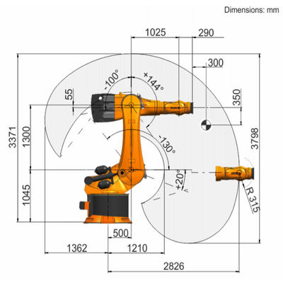 KR 600のR2830ペイロード729kgは2826mmに6つの軸線のパレットで運搬するロボット達する