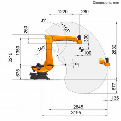 KR 120 R3200 PA 5の軸線のペイロード120kgの範囲3195mmのパレットで運搬するロボット