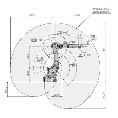 RA010N 6の軸線のペイロード10kgは1450mmの巧みで、適用範囲が広いアーク溶接のロボットに達する