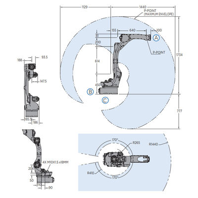 レーザーの溶接工RD350SとのAR1440およびアーク溶接に使用する1440MMの範囲の産業ロボティック腕