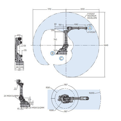 工業用ロボットの腕を搭載するAR2010溶接機の12KGペイロード2010MMの範囲の6 Aixsのロボット