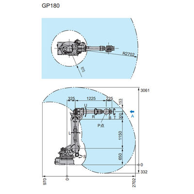 一突きおよび場所機械として2702mmの範囲の工業用ロボットとのMotoman GP180の6つの軸線のロボット腕