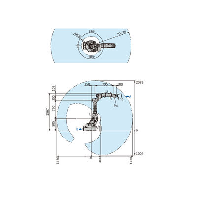 物質的な処理装置の部品として25KGペイロードおよびYRC1000ロボット コントローラーが付いている工業用ロボットGP25