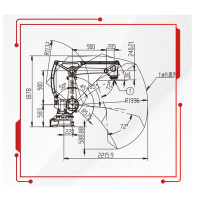 4 Aixsの50KGペイロード2220MMの範囲のパレットで運搬するロボットおよび処理のロボットが付いているロボティック腕のマニピュレーター