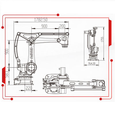 4 Aixsの50KGペイロード2220MMの範囲のパレットで運搬するロボットおよび処理のロボットが付いているロボティック腕のマニピュレーター