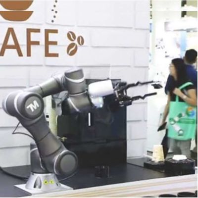 共同のロボットTM5-700はCobotとしてロボット腕6の軸線を選び、置く