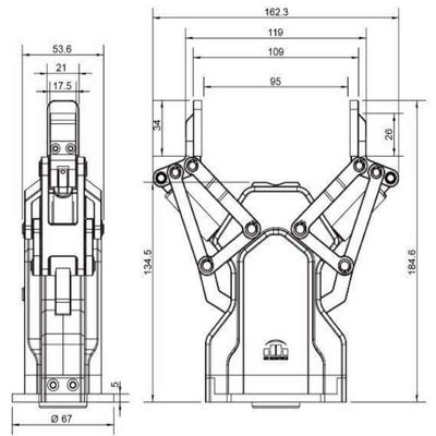 URの共同のロボットとしてロボティック腕6の軸線のロボット グリッパーAG-95のコンバイン