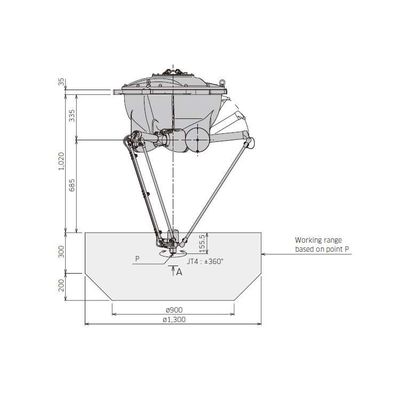 組み立てロボット4の軸線のデルタのロボットのためのロボティック腕アセンブリYF003Nペイロード3kg