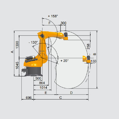 Kuka KR 470 PAのロボット ペイロード470kgのパレットで運搬するロボット腕を搭載するパレットで運搬するロボット腕6の軸線