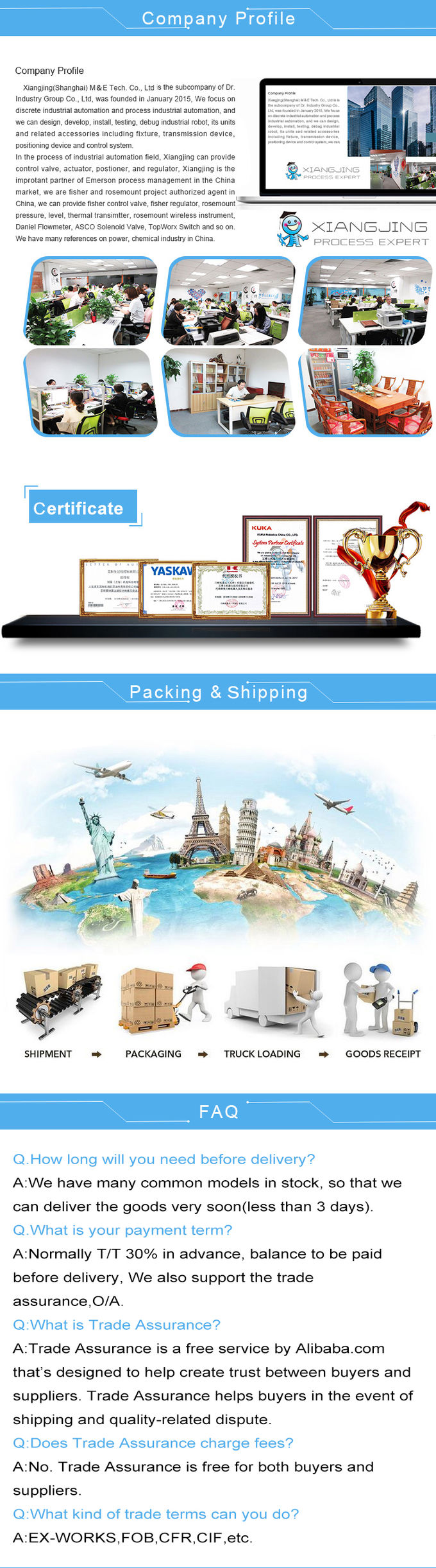 Xiangjing (Shanghai) M&E Technology Co., Ltd 品質管理