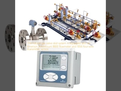 天然ガスバルブスキッドシステムには、Emerson Rosemount 8800 流量計と 1056 四線式送信機センサーが搭載されています。